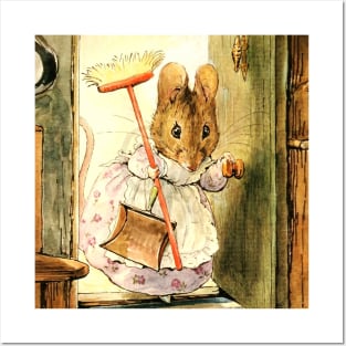 “Mrs Mouse Sweeps the Dollhouse” by Beatrix Potter Posters and Art